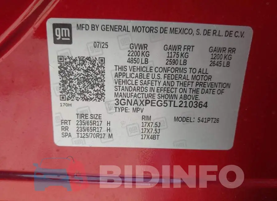3GNAXPEG5TL210364 Photo# 9