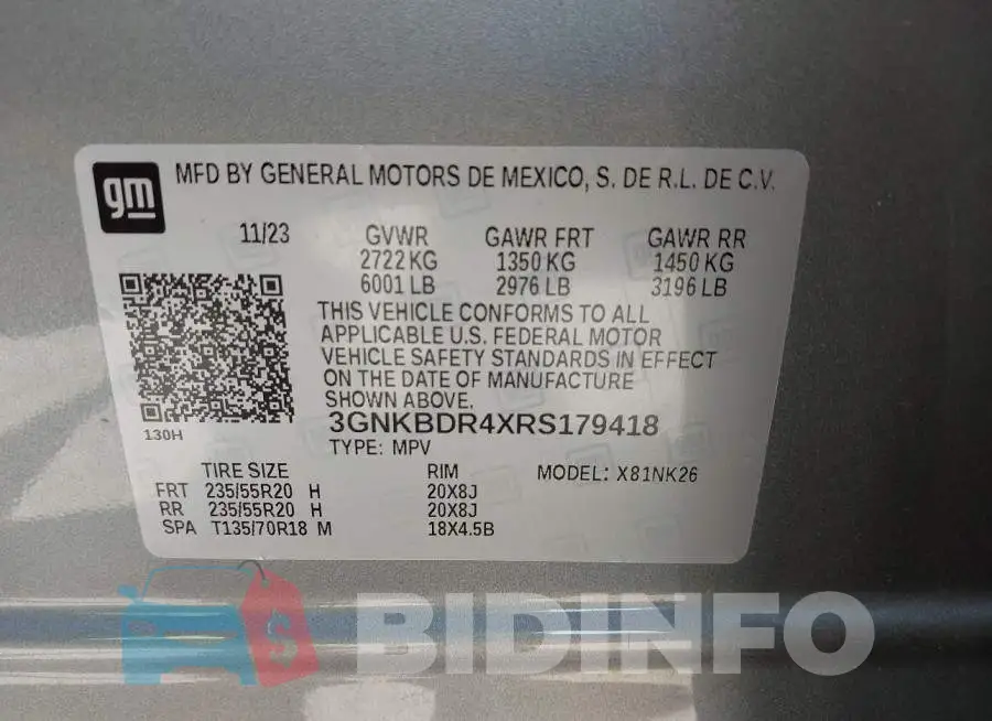 3GNKBDR4XRS179418 Photo# 9