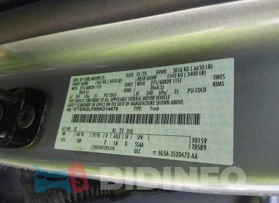 1FTEW2LP0RKD14676 Photo# 9