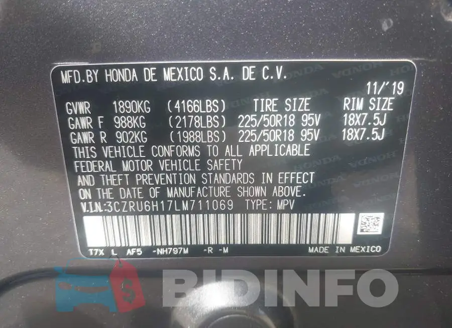 3CZRU6H17LM711069 Photo# 9