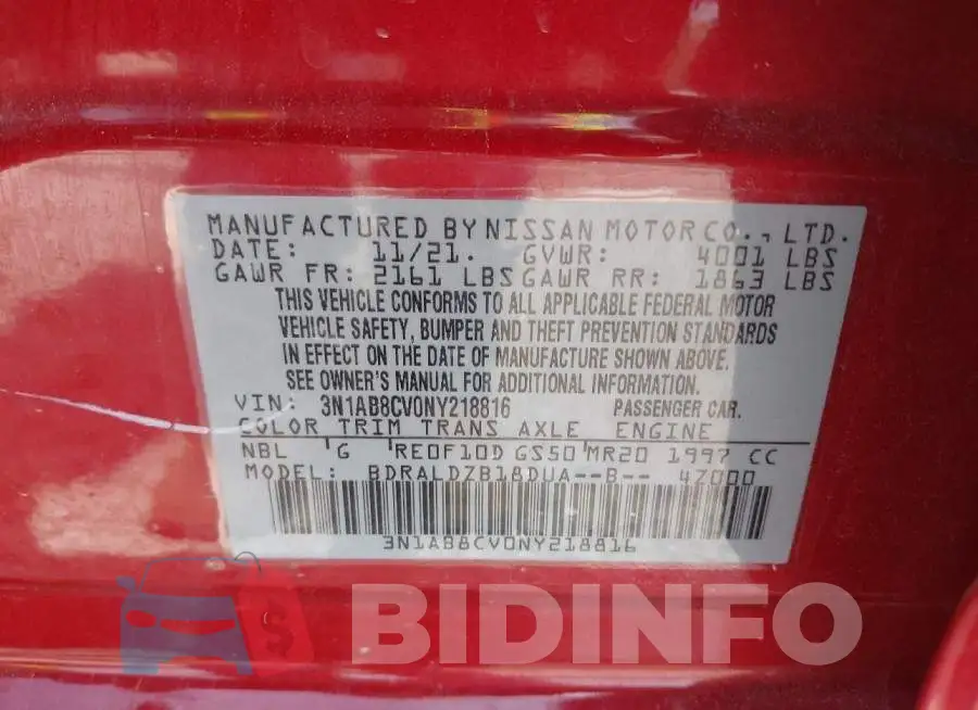 3N1AB8CV0NY218816 Photo# 9