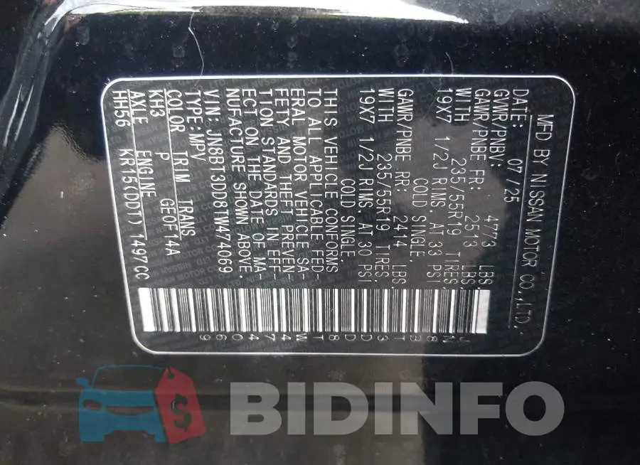 JN8BT3DD8TW474069 Photo# 9