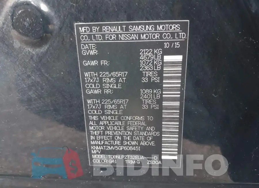 KNMAT2MV5GP608451 Photo# 9