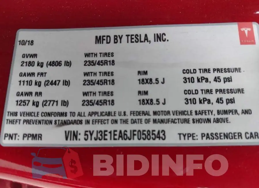 5YJ3E1EA6JF058543 Photo# 9