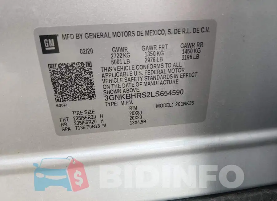 3GNKBHRS2LS654590 Photo# 9