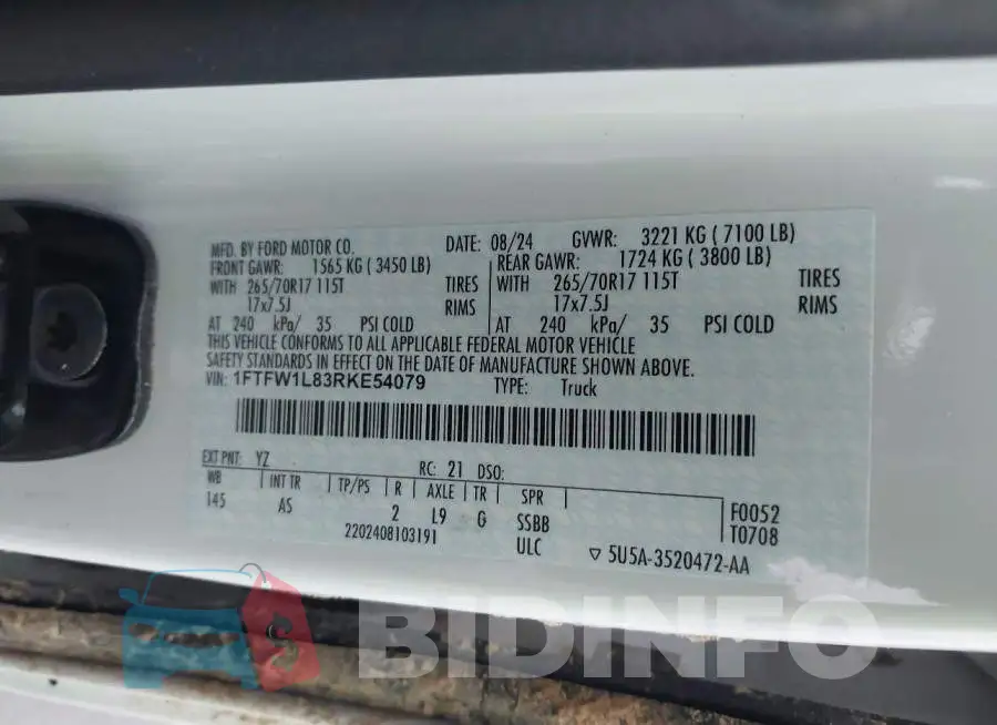 1FTFW1L83RKE54079 Photo# 9