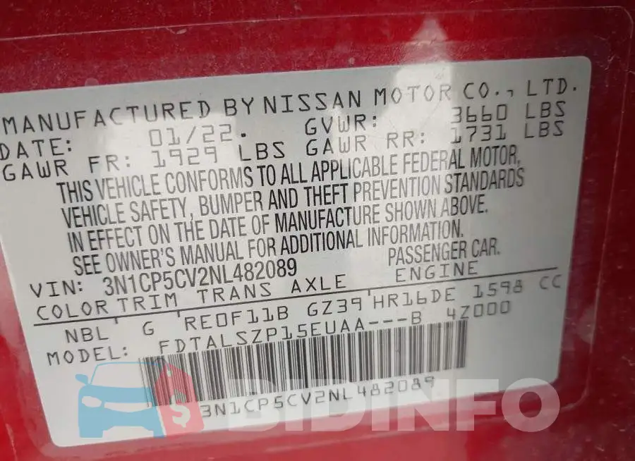 3N1CP5CV2NL482089 Photo# 9