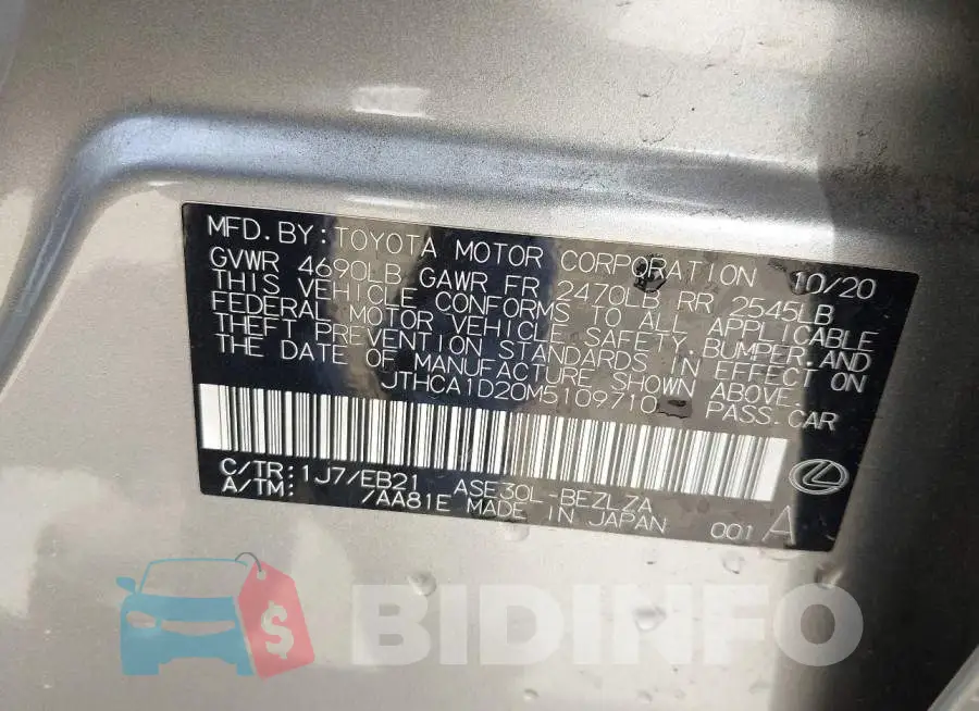 JTHCA1D20M5109710 Photo# 9