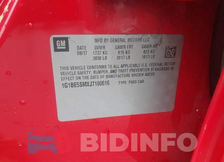 1G1BE5SMXJ7100616 Photo# 9