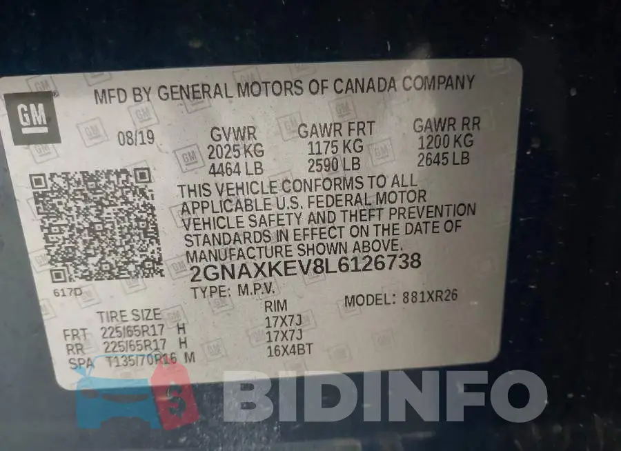 2GNAXKEV8L6126738 Photo# 9