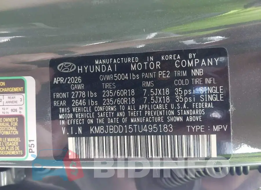 KM8JBDD15TU495183 Photo# 9