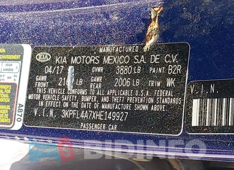 3KPFL4A7XHE149927 Photo# 9