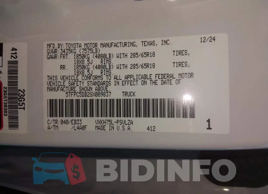 5TFPC5DB2SX089837 Photo# 9