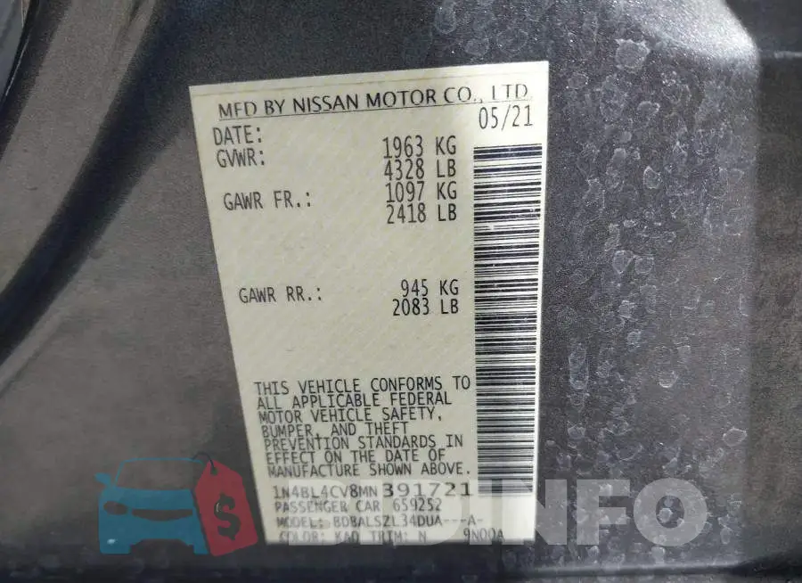 1N4BL4CV8MN391721 Photo# 9