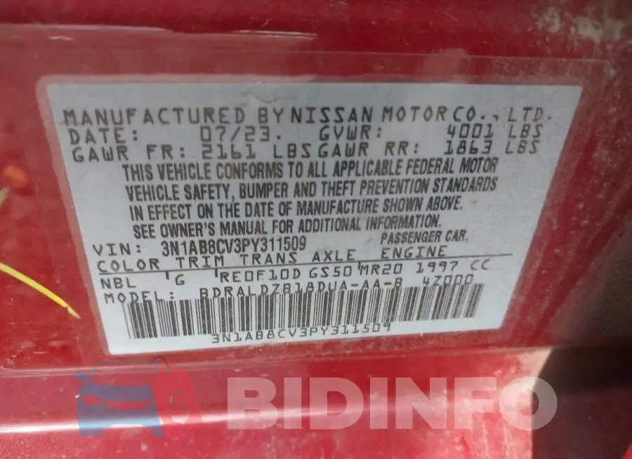 3N1AB8CV3PY311509 Photo# 9