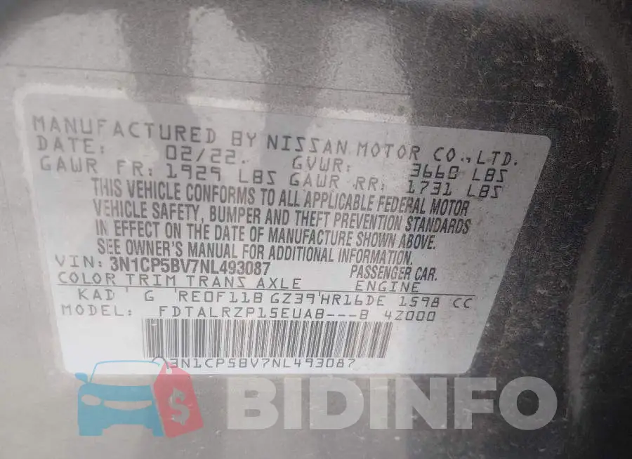 3N1CP5BV7NL493087 Photo# 9