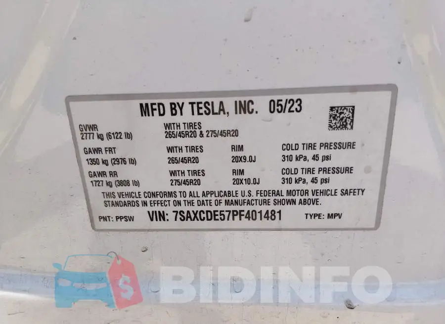 7SAXCDE57PF401481 Photo# 9