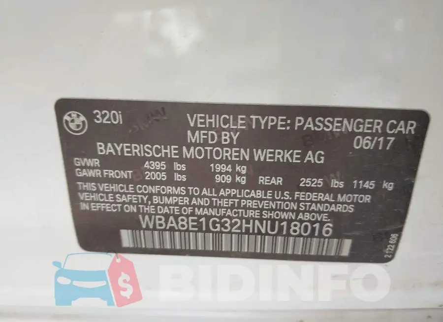 WBA8E1G32HNU18016 Photo# 9