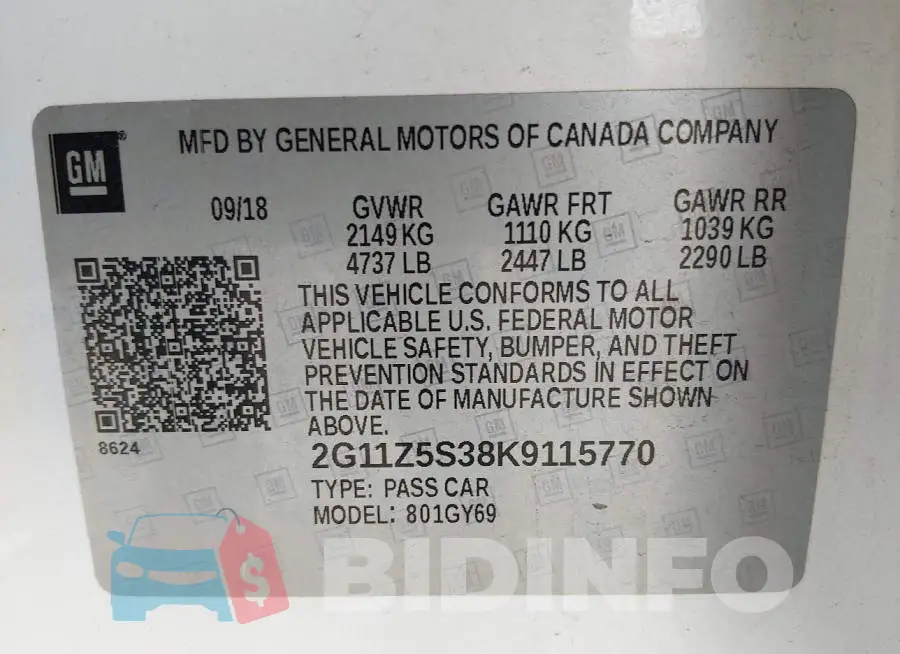 2G11Z5S38K9115770 Photo# 9