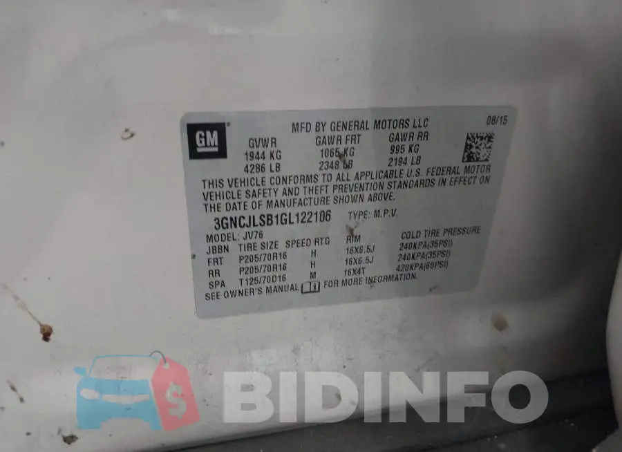 3GNCJLSB1GL122106 Photo# 9