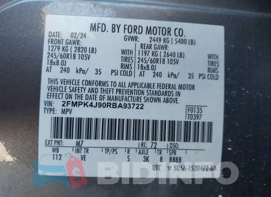 2FMPK4J90RBA93722 Photo# 9