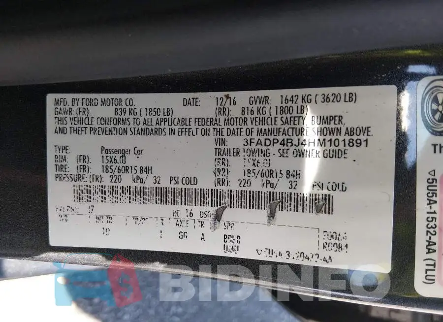 3FADP4BJ4HM101891 Photo# 9