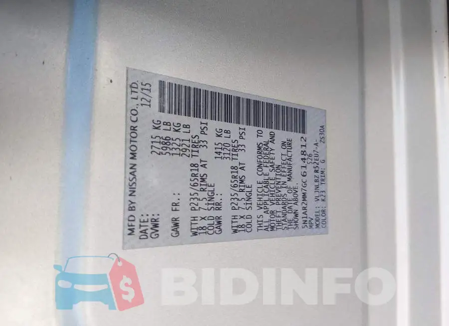 5N1AR2MM7GC614812 Photo# 9