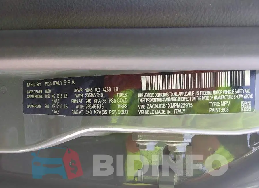 ZACNJCB1XMPM22915 Photo# 9