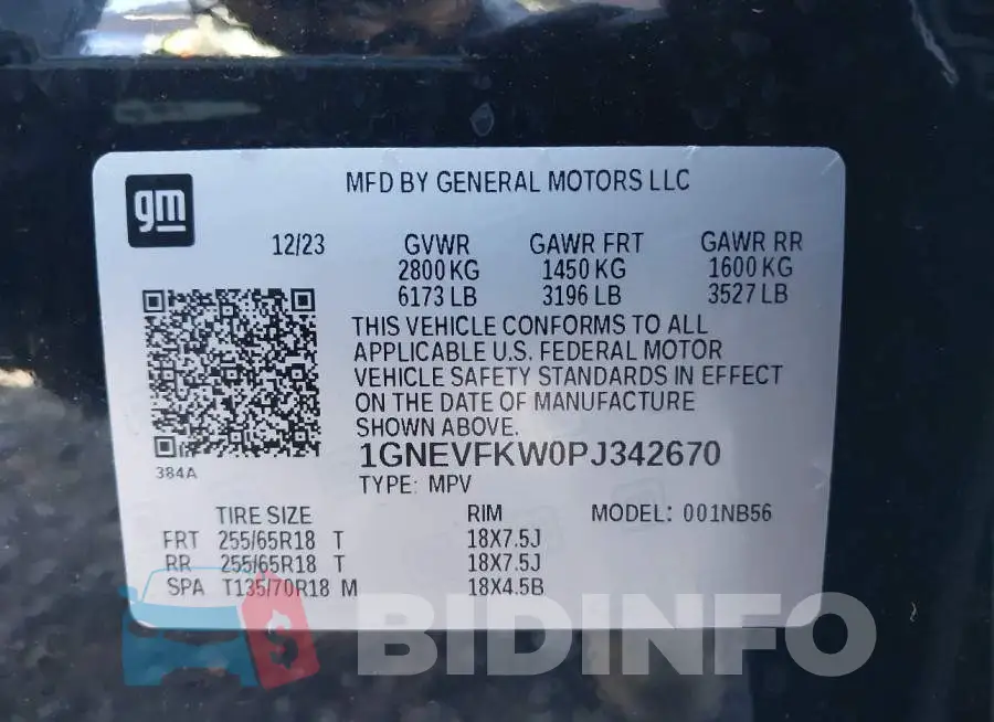 1GNEVFKW0PJ342670 Photo# 9