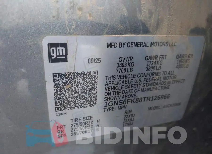 1GNS6FK88TR126966 Photo# 9