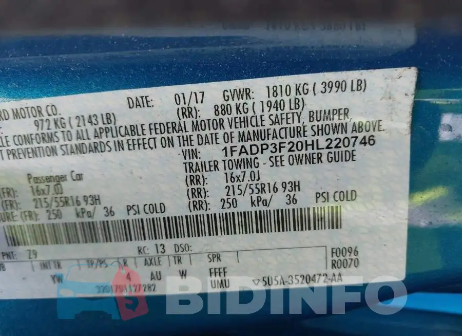 1FADP3F20HL220746 Photo# 9