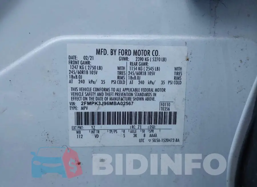 2FMPK3J96MBA02567 Photo# 9