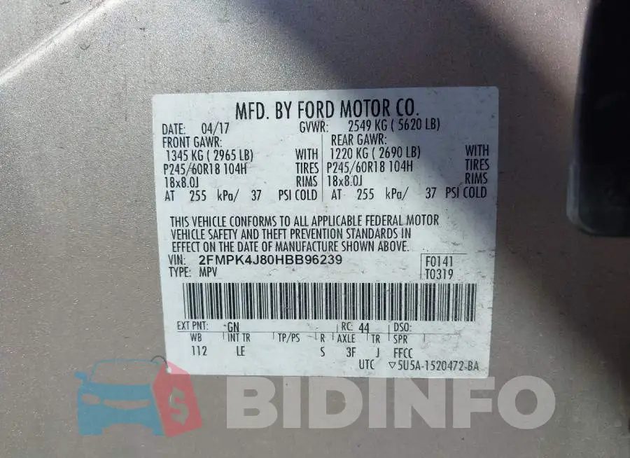 2FMPK4J80HBB96239 Photo# 9