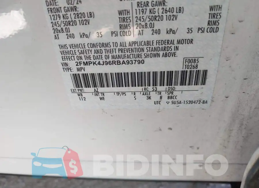 2FMPK4J96RBA93790 Photo# 9