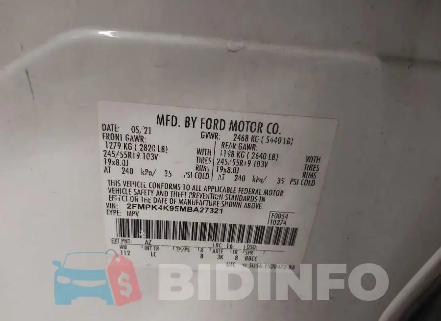 2FMPK4K95MBA27321 Photo# 9