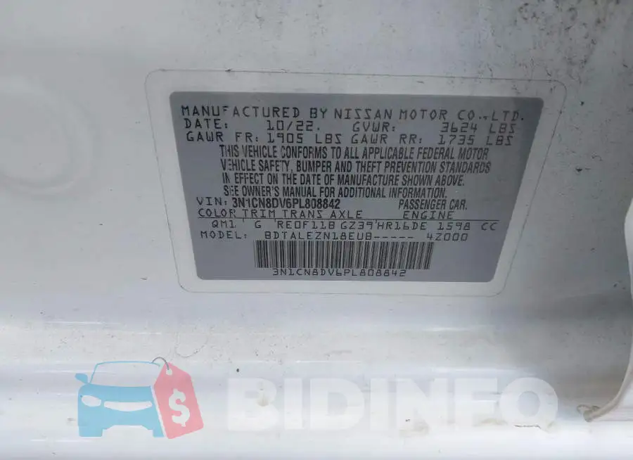 3N1CN8DV6PL808842 Photo# 9