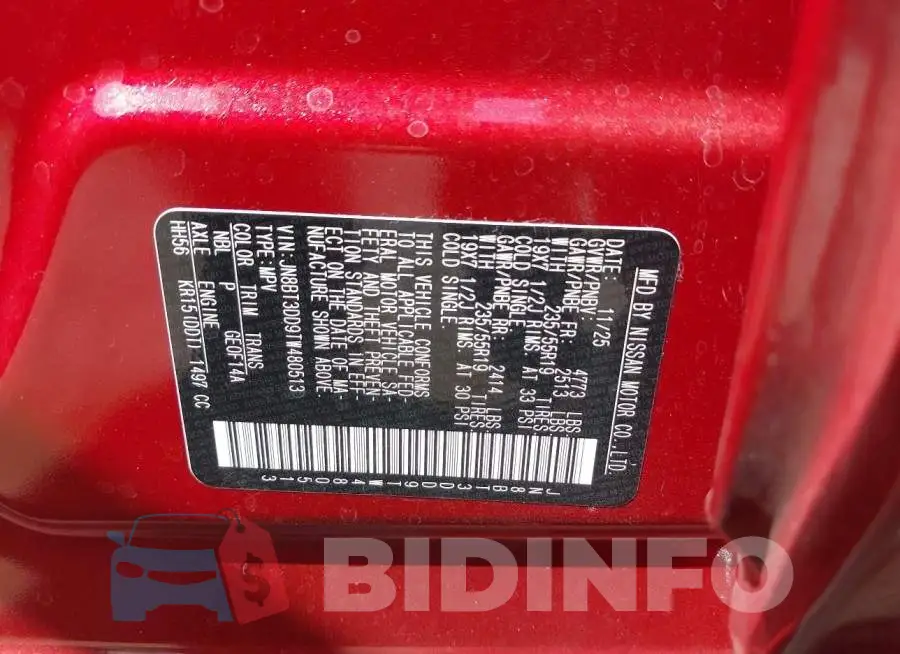JN8BT3DD9TW480513 Photo# 9