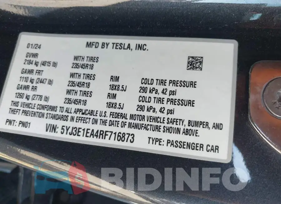 5YJ3E1EA4RF716873 Photo# 9