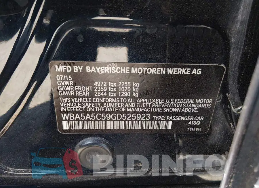 WBA5A5C59GD525923 Photo# 9
