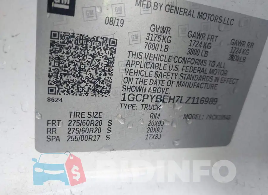 1GCPYBEH7LZ116989 Photo# 9