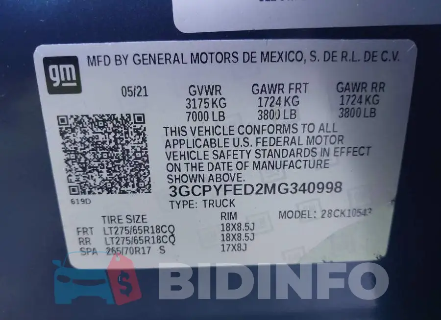 3GCPYFED2MG340998 Photo# 9