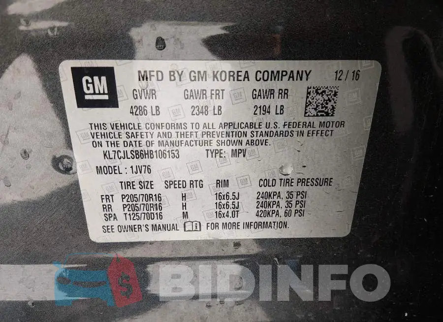 KL7CJLSB6HB106153 Photo# 9