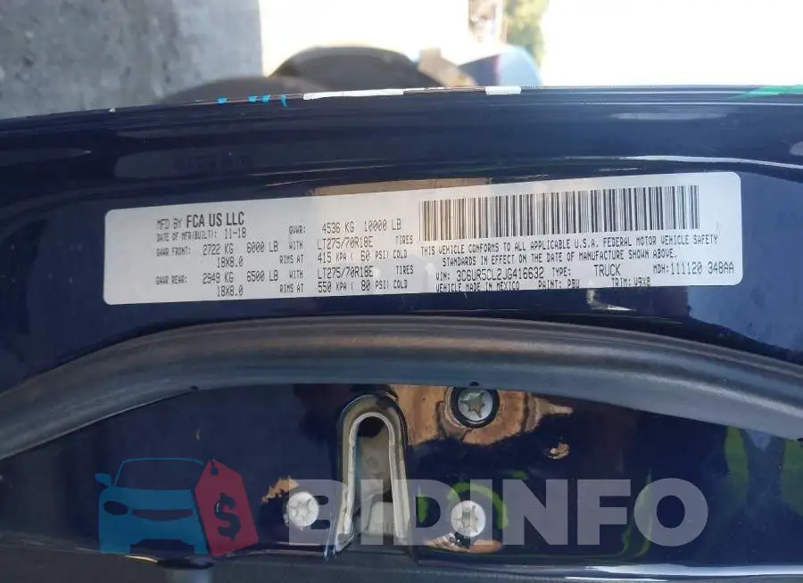 3C6UR5CL2JG416632 Photo# 9