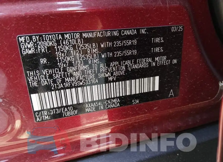 2T3A1RFV9SW533164 Photo# 9