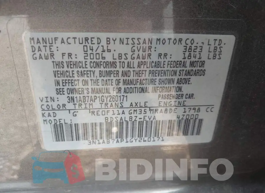 3N1AB7AP1GY260171 Photo# 9