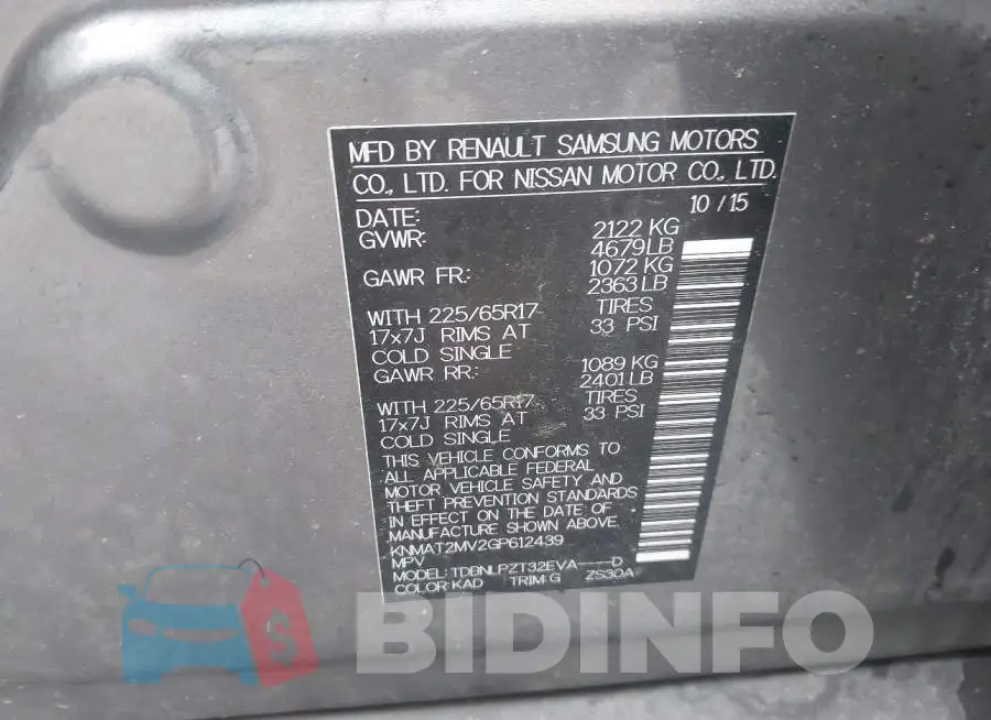 KNMAT2MV2GP612439 Photo# 9