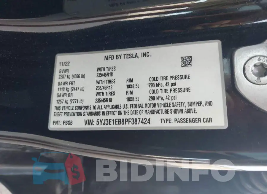 5YJ3E1EB8PF387424 Photo# 9