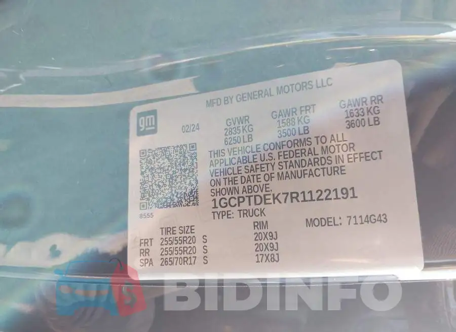 1GCPTDEK7R1122191 Photo# 9