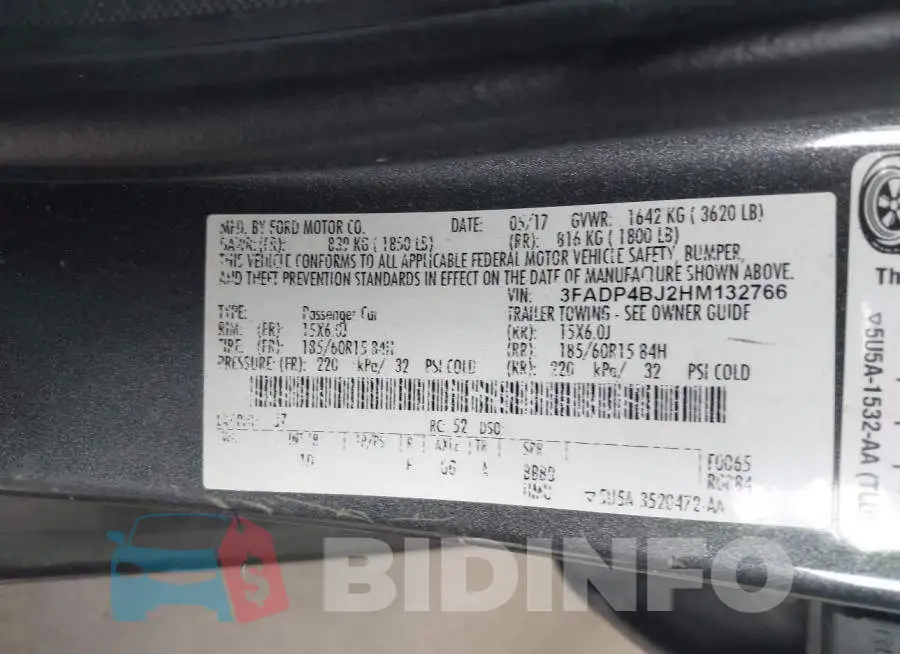 3FADP4BJ2HM132766 Photo# 9