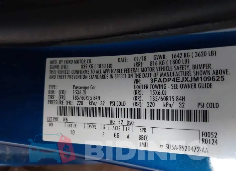 3FADP4EJXJM109625 Photo# 9